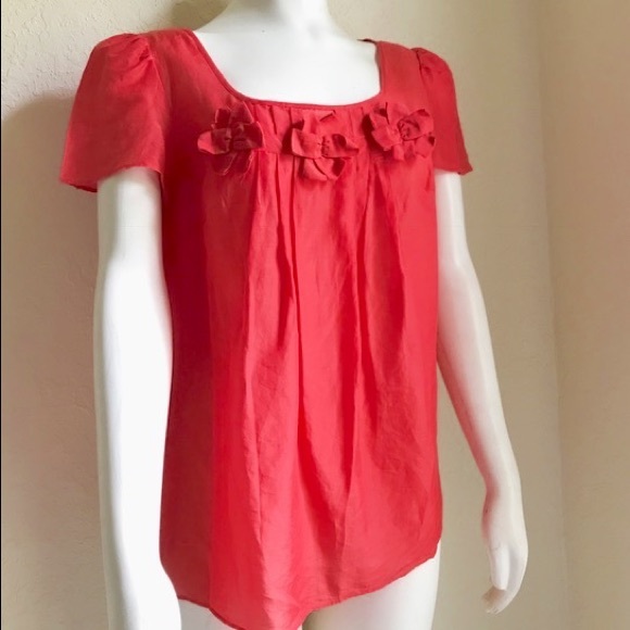Beautiful LOFT Red Cotton Silk Blouse Small - Picture 2 of 7